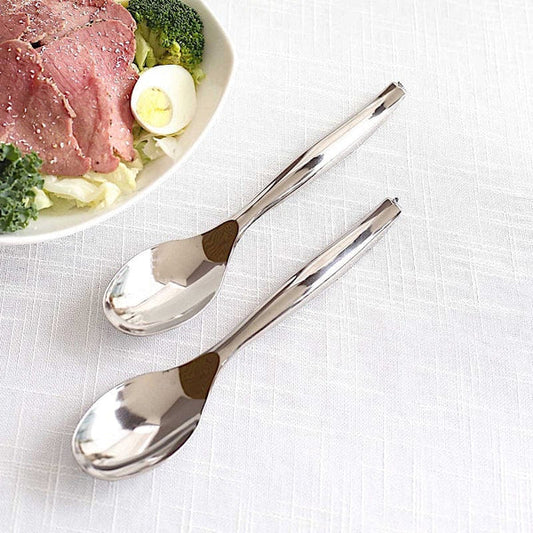 10 Silver Disposable Heavy Duty Plastic Serving Spoons