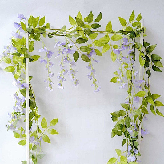 2 Artificial 6 feet Silk Wisteria Flowers Hanging Vine Garlands