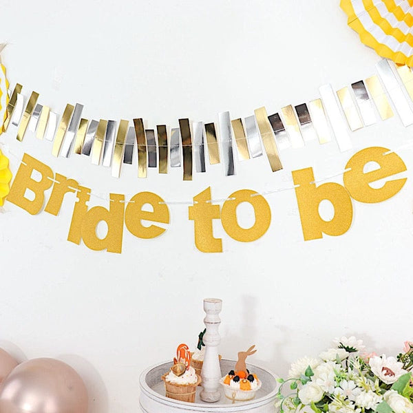 3.5 feet Gold Glittered Bride to Be Paper Hanging Bridal Shower Party Garland