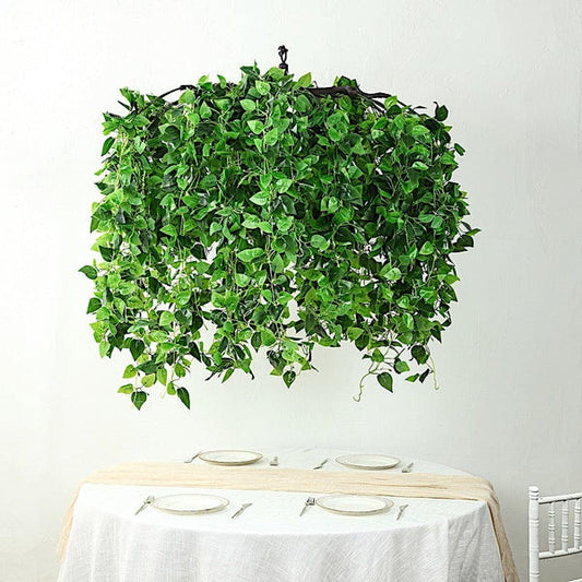 46 in Green Artificial Ivy Leaves Hanging Flower Chandelier