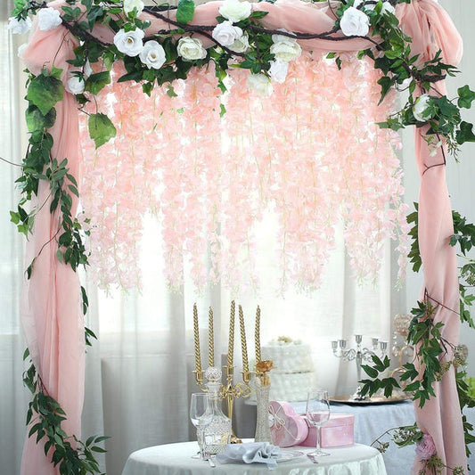 5 Strands 42" tall Hanging Artificial Wisteria Flowers Vine Garland Plant