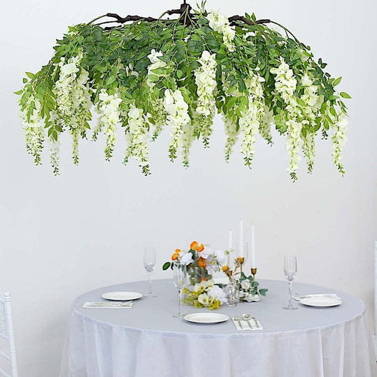 55" Hanging Artificial Flower Chandelier Silk Wisteria Vine