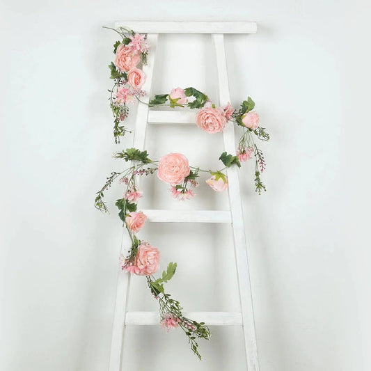 6 feet Artificial Rose Peony Flower Garland Silk Hanging Vine