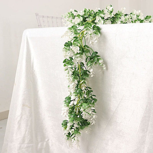 6 feet Green and White Artificial Eucalyptus Leaves Garland Faux Greenery Vine