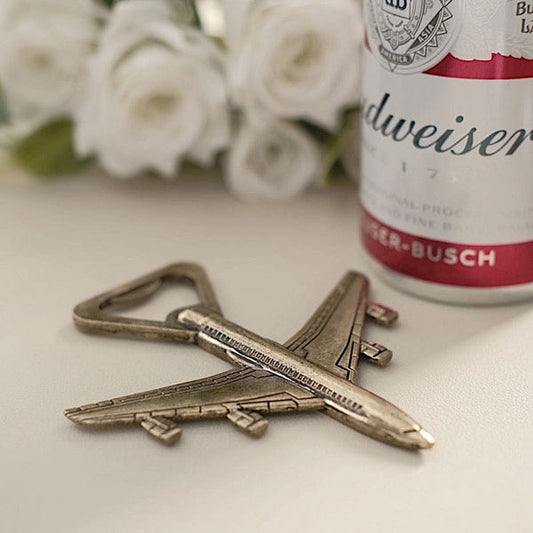 Antique Gold 4" Metal Airplane Bottle Opener with Gift Box Wedding Favor