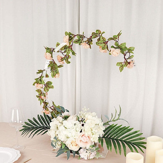 26 in Clear Round Acrylic Floral Hoop Standing Wreath Ring Centerpiece