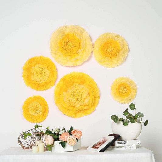 6 pcs 12 in 16 in 20 in wide Carnations Extra Large Paper Tissue Flowers