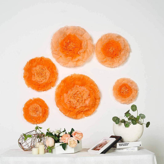 6 pcs 7 in 9 in 11 in wide Carnations Large Paper Tissue Flowers