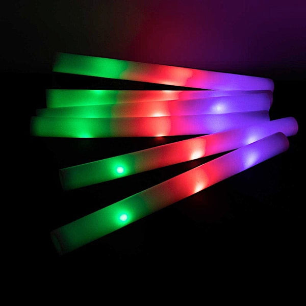 20 Assorted LED Foam Glow Sticks with 3 Flashing Modes