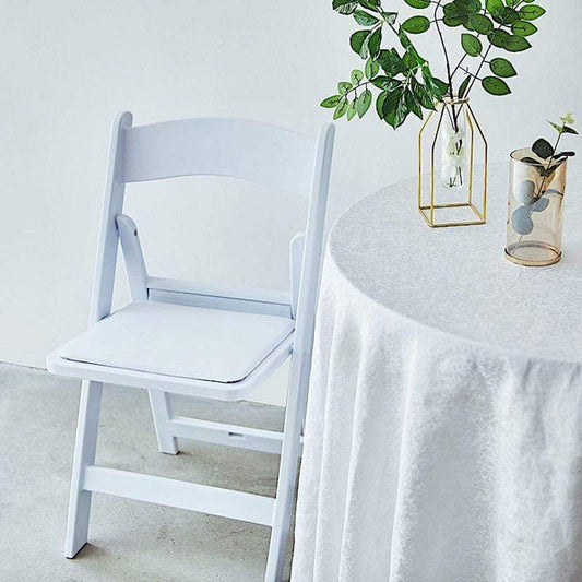 31 in tall White Folding Chair with Vinyl Padded Seat
