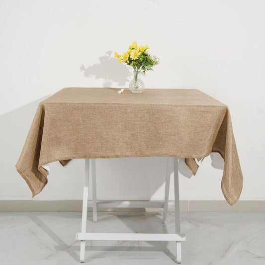 54x54 in Natural Square Faux Burlap Tablecloth