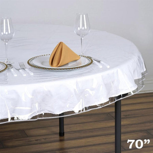 70" Clear Plastic Vinyl Round Tablecloth Protector Table Cover