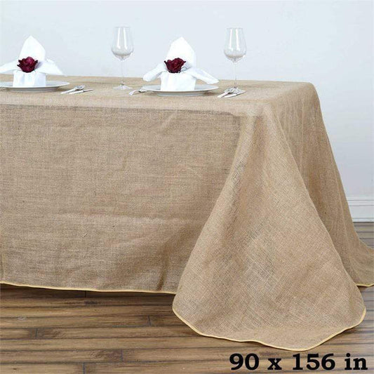 90" x 156" Natural Brown Burlap Rectangular Tablecloth