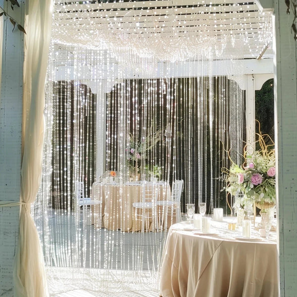 12 feet Acrylic Crystal Beaded Curtain with Polyester Rod Pocket