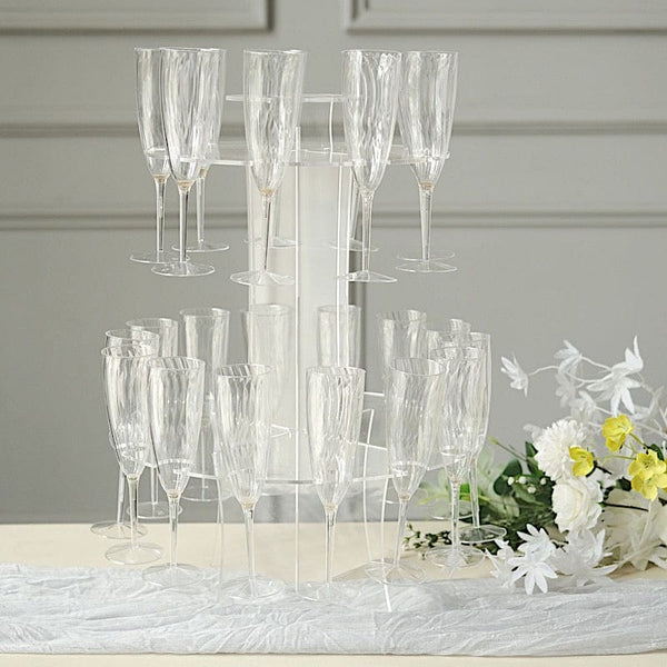 21" Clear 3-Tier Round Acrylic Champagne Glass Flute Holder Display Stand