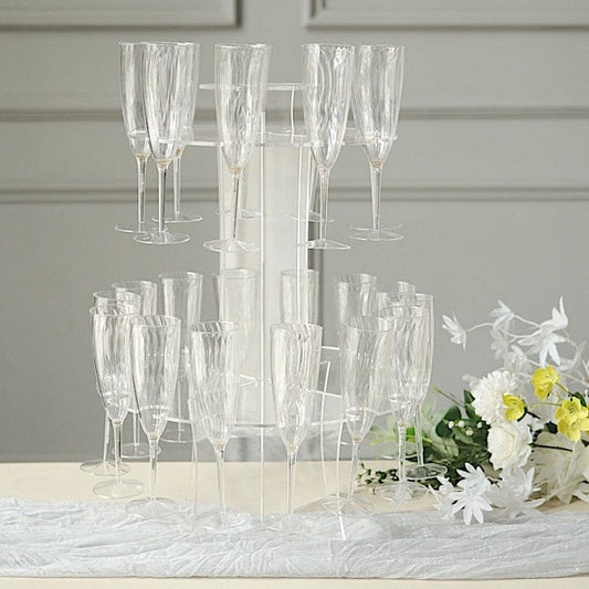 21" Clear 3-Tier Round Acrylic Champagne Glass Flute Holder Display Stand