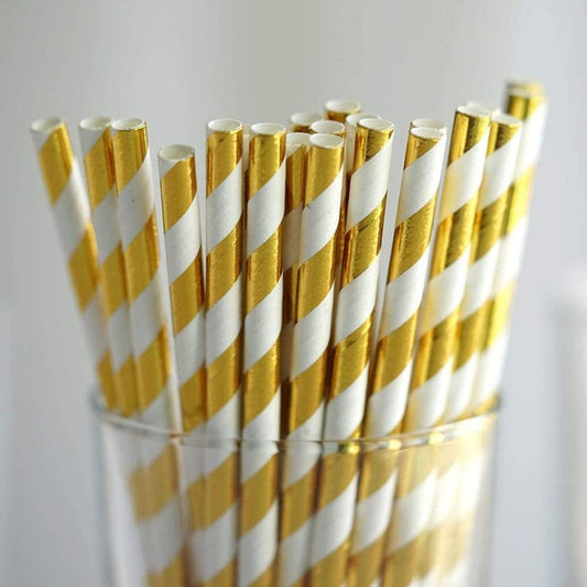 25 pcs Striped Party Paper Straws