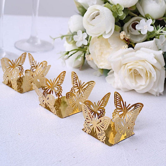 50 Metallic Gold 4 in Mini Butterfly Square Cupcake Dessert Paper Liners