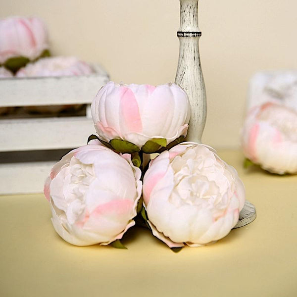 10 pcs 3 in Artificial Faux Silk Peony Flower Heads