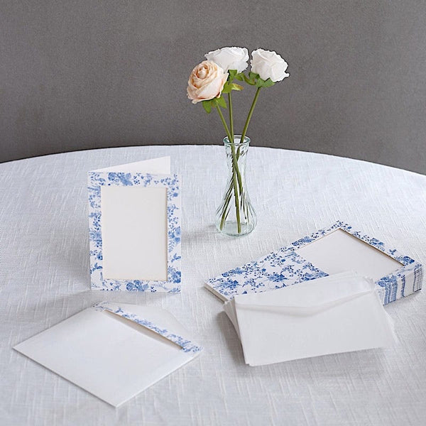 25 White Paper Floral Photo Frame Cards with Envelopes