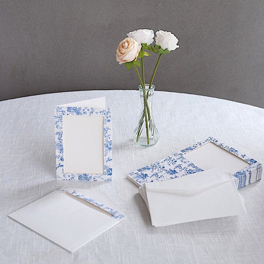 25 White Paper Floral Photo Frame Cards with Envelopes