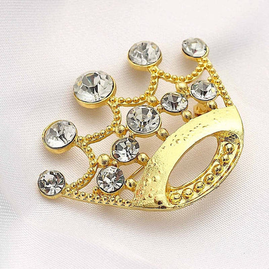 2 in Metal with Rhinestones Crown Brooch Chair Sash Pin