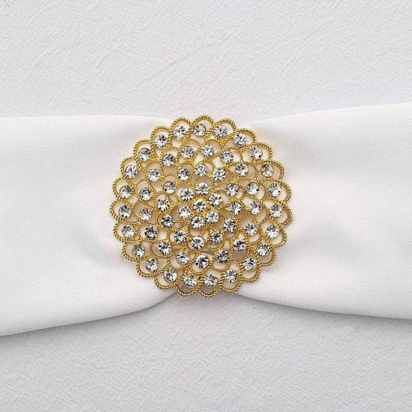 3 in Metal with Rhinestones Flower Brooch Chair Sash Pin