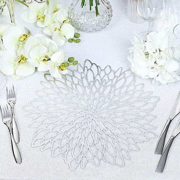 6 pcs 15 in wide Dahlia Floral Round Vinyl Placemats