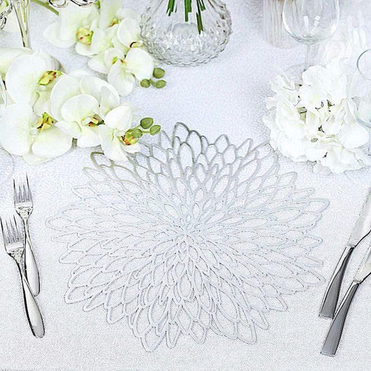 6 pcs 15 in wide Dahlia Floral Round Vinyl Placemats