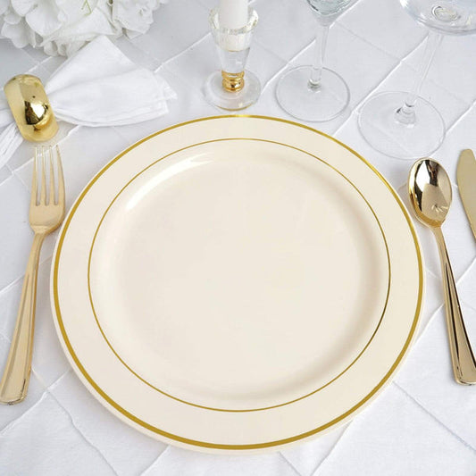 10 pcs 10" Disposable Plastic Dessert Plates with Trim