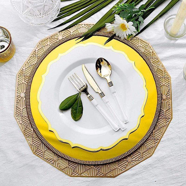 10 pcs 10 in Disposable Plastic Dinner Plates With Scalloped Rim