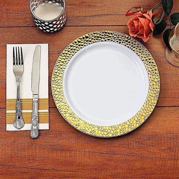 10 pcs 10 in wide Disposable Plastic Salad Plates with Hammered Trim