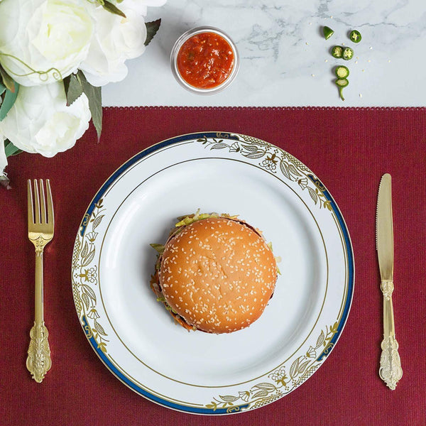 10 pcs 10 in wide Disposable White Plastic Salad Plates with Trim