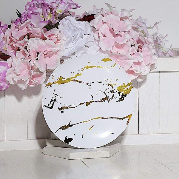 10 pcs 8 in wide Disposable Marble Plastic Salad Plates