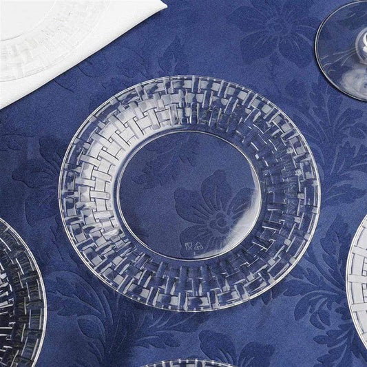 10 pcs Disposable Clear Plastic Dessert Plates with Basketweave