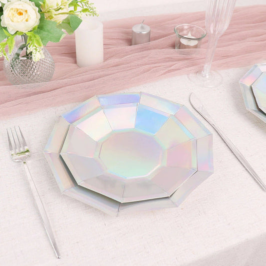 25 Iridescent Decagon Disposable Paper Salad Plates
