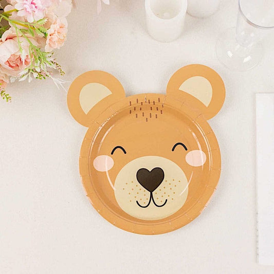 25 Brown 7" Round Teddy Bear Appetizer Dessert Paper Plates