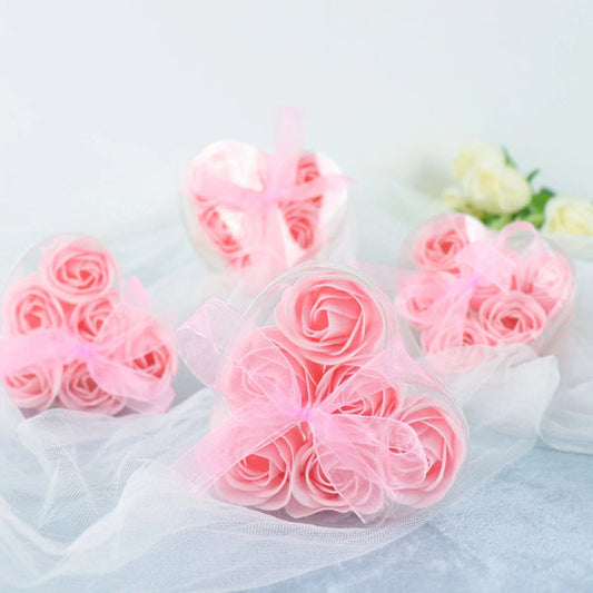 24 Scented Rose Soap Party Favors in Gift Boxes with Ribbons