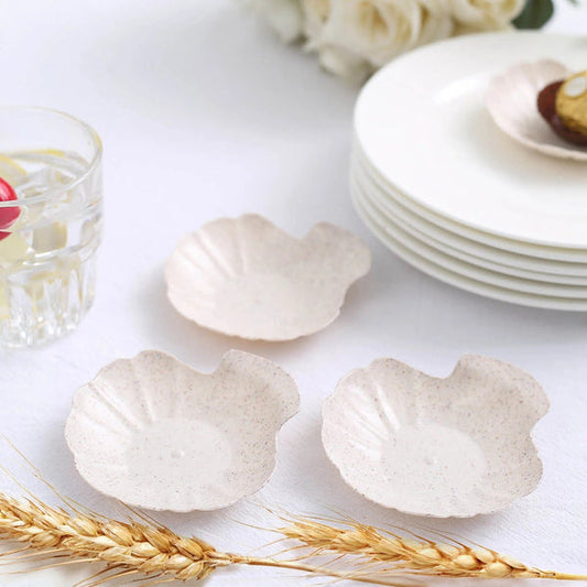 24 Natural 3.5 in Wheat Straw Fiber Mini Sea Shell Sustainable Serving Trays