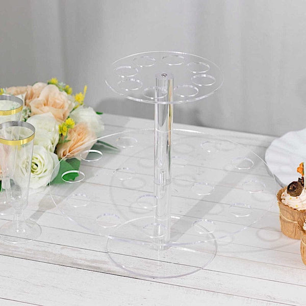 12 in Clear 2 Tier Acrylic Ice Cream Cone Holder Mini Dessert Display Stand