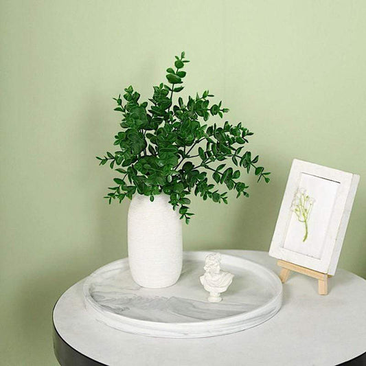 3 Dark Green 13 in Artificial Eucalyptus Stems Faux Greenery Bushes