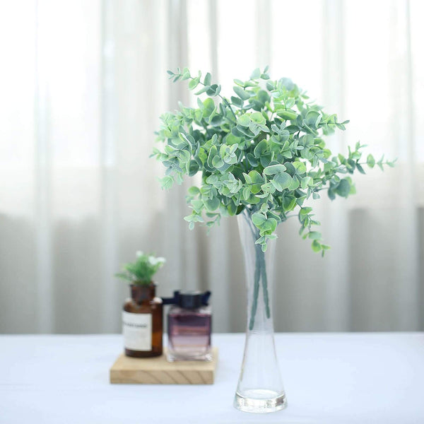 3 pcs 14" Frosted Green Branches Artificial Eucalyptus Greenery