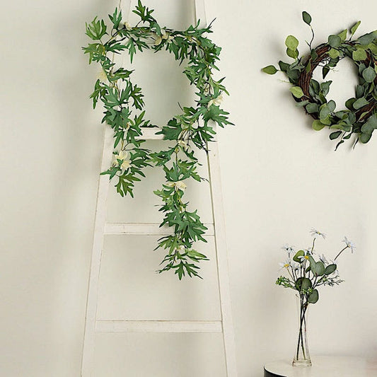 6 feet Cream Silk Daisy Flowers Garland with Leaves Hanging Vine