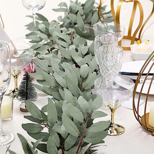 60" long Frosted Green Artificial Willow Leaves Vine Garland