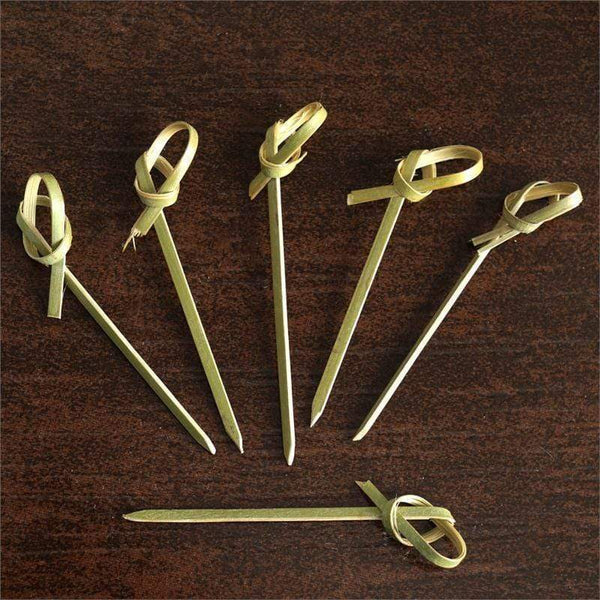 100 pcs 3" Natural Sustainable Bamboo Knotted Picks