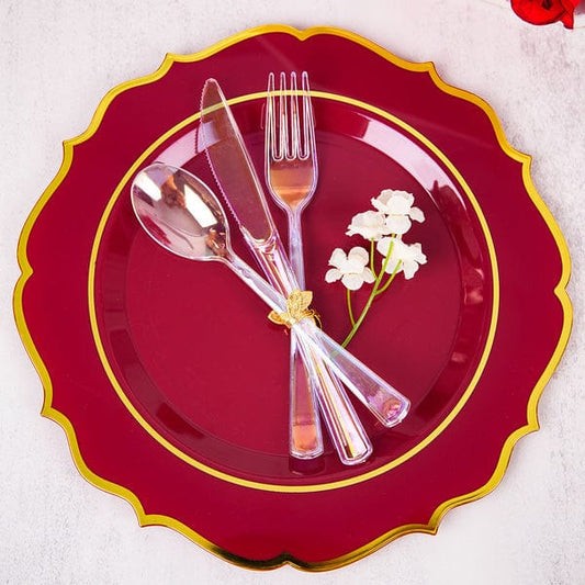 24 Iridescent Disposable Plastic Cutlery Spoon Fork and Knife Set