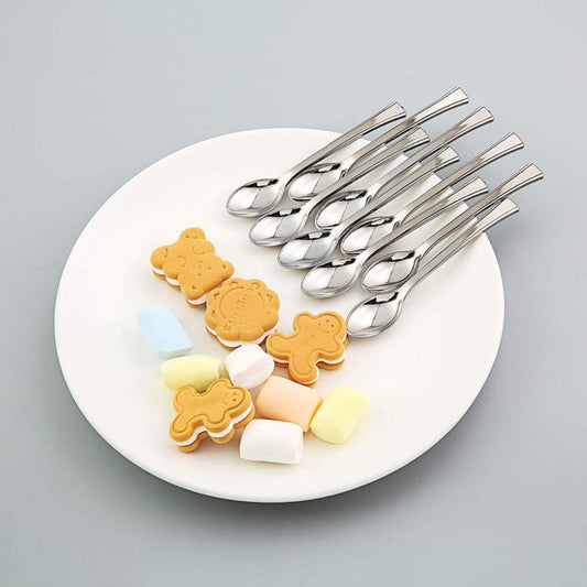 36 pcs 4" Silver Disposable Plastic Party Dessert Spoons