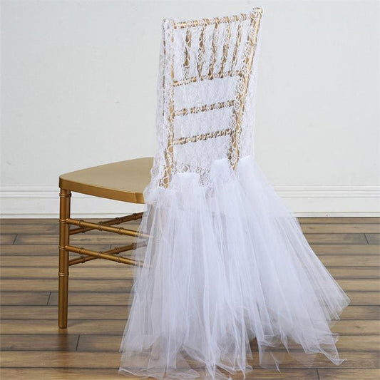 Lace with Tulle Tutu Wedding Chair Sash Party Supplies