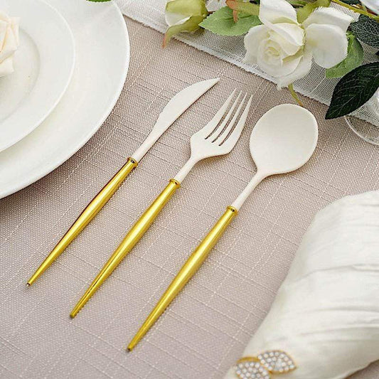 24 Disposable Plastic Cutlery Spoon Fork and Knife Set