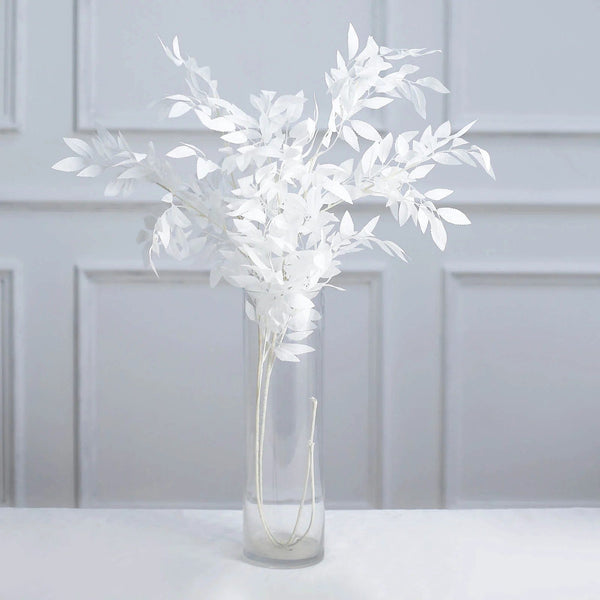 2 White 42 in Artificial Beech Leaves Bushes Silk Plant Stems